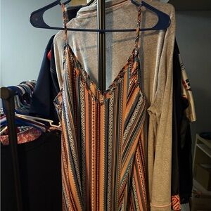 SHEIN Geometric Patterned Dress in Blue and Orange